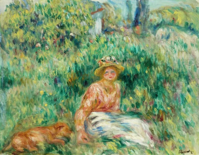 Femme et Rip dans l'herbe, Pierre-Auguste Renoir