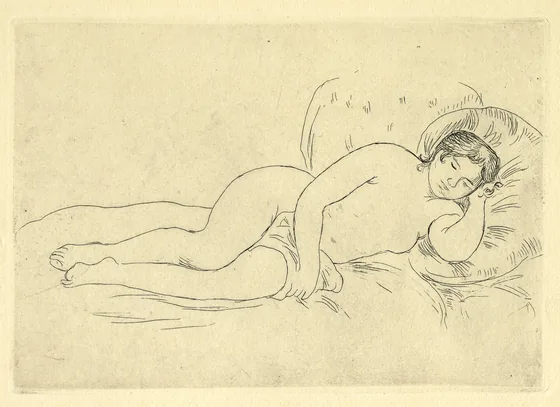 Femme nue couchée, tournée à droite