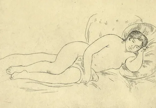 Femme nue couchée, tournée à droite