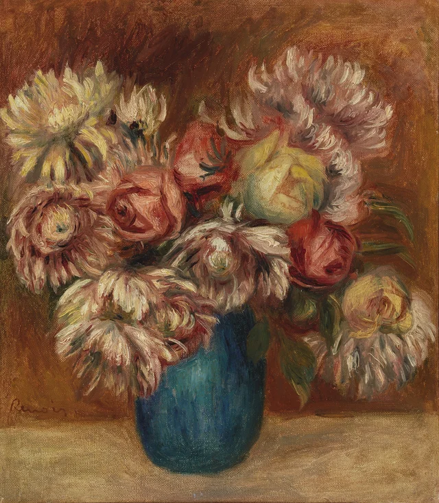 緑の花瓶の花