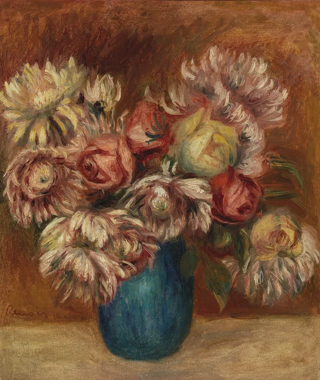 Fleurs dans un vase vert, Pierre-Auguste Renoir