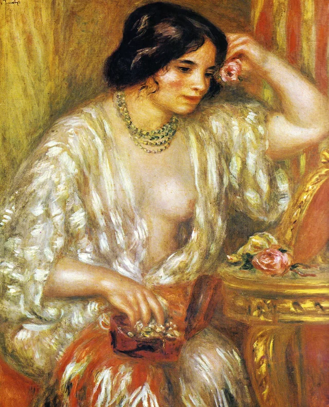 Gabrielle con joyas