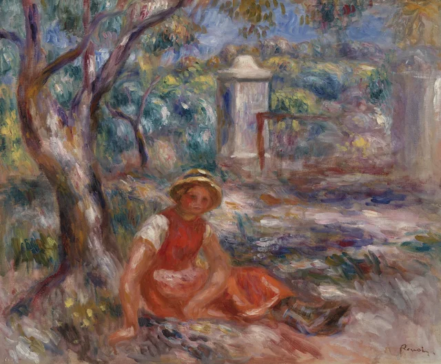 Niña al pie de un árbol