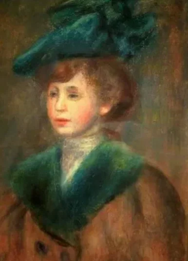 Jeune femme au chapeau vert