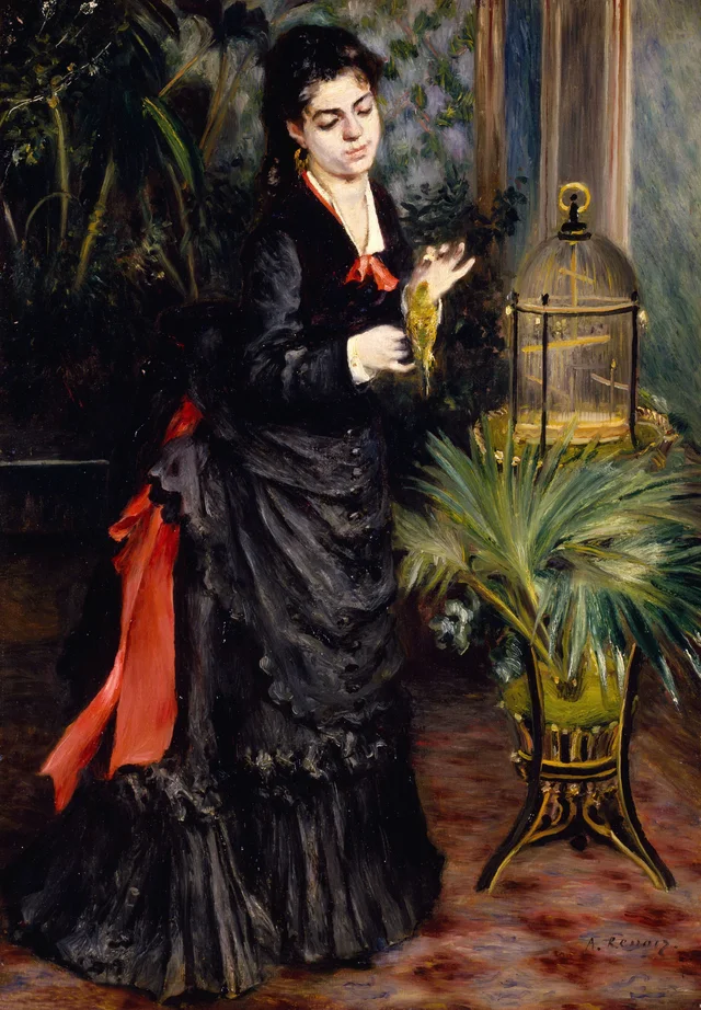 La mujer del periquito, Pierre-Auguste Renoir