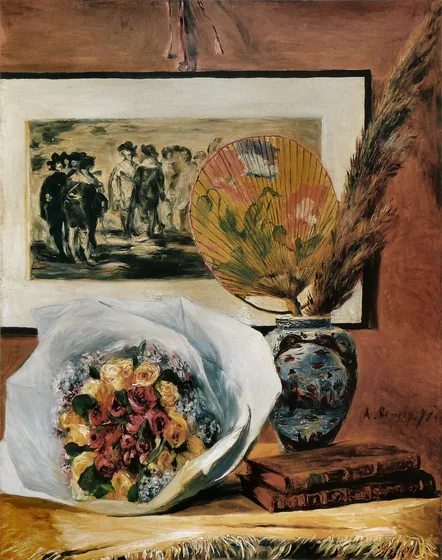 Nature morte au bouquet et à l'éventail