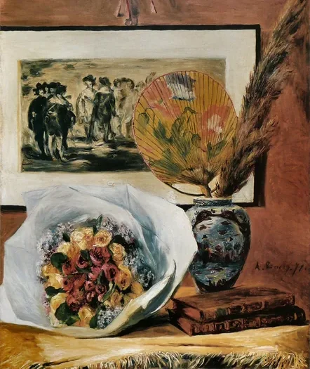 Nature morte au bouquet et à l'éventail