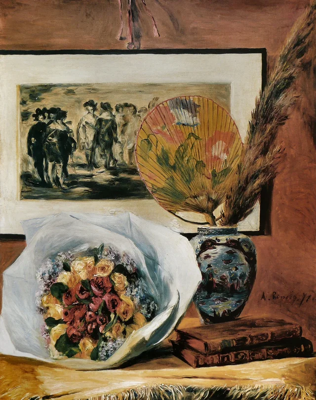 Nature morte au bouquet et à l'éventail, Pierre-Auguste Renoir