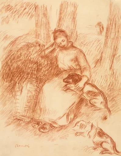 Peasant Girl with Dog