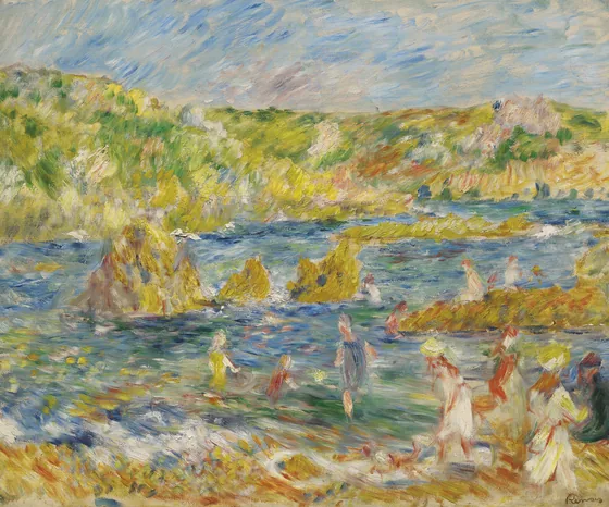 Rochers de Guernesey avec personnages (Plage à Guernesey)