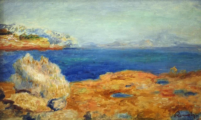 Rocas amarillas con mar azul, Pierre-Auguste Renoir