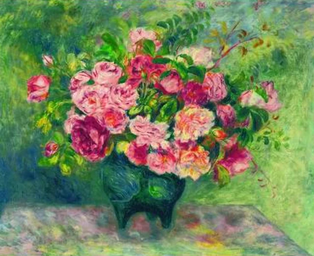 Rosas en un jarrón, Pierre-Auguste Renoir