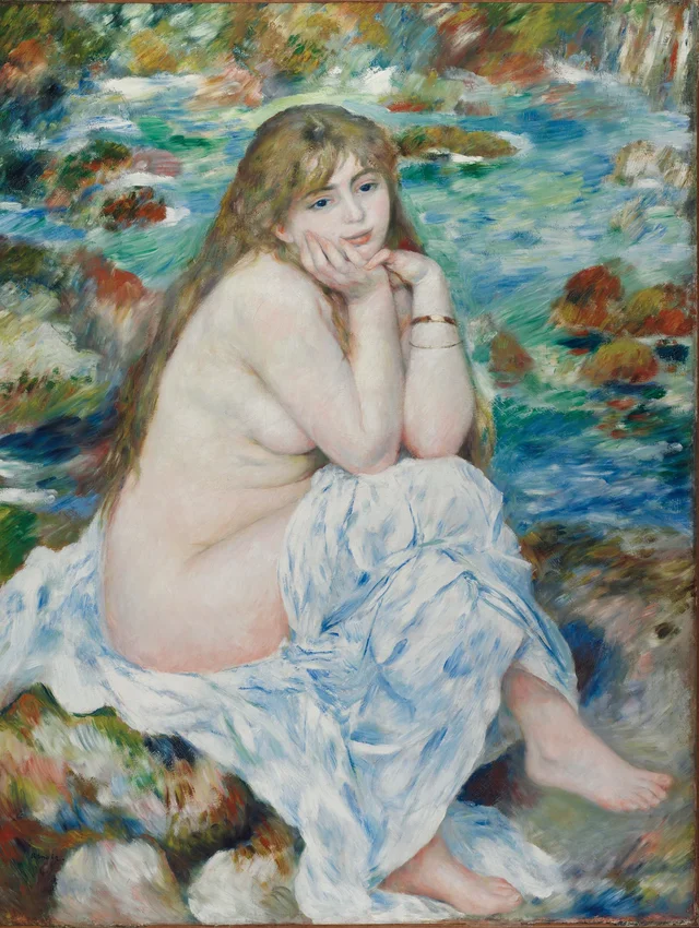 座る水浴の女