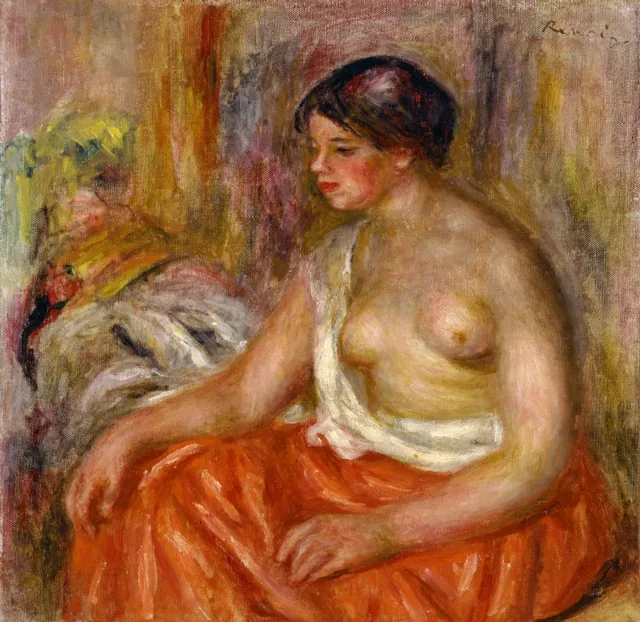 Femme assise au sein nu