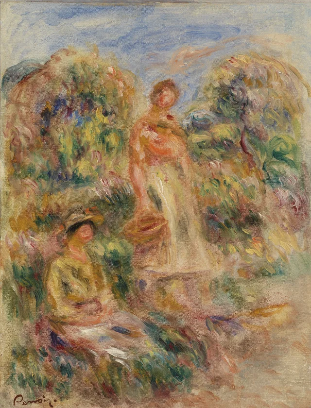 Standing Woman and Seated Woman in a Landscape (Une femme debout et une femme assise dans un paysage), Pierre-Auguste Renoir