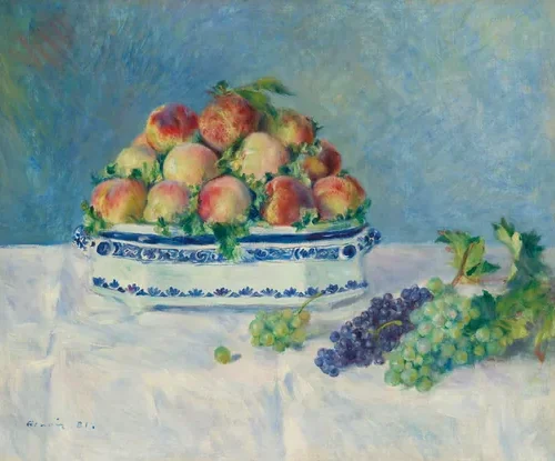 Nature morte aux pêches et aux raisins
