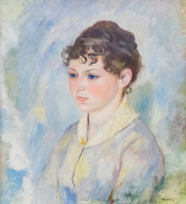 Tête de jeune fille sur fond bleu-clair, Pierre-Auguste Renoir