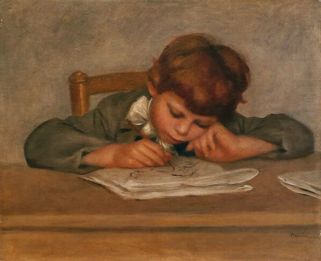 El hijo del artista, Jean, dibujando