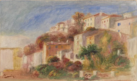 View from the Garden of the Post Office, Cagnes (Village vu du jardin de la poste, Cagnes)