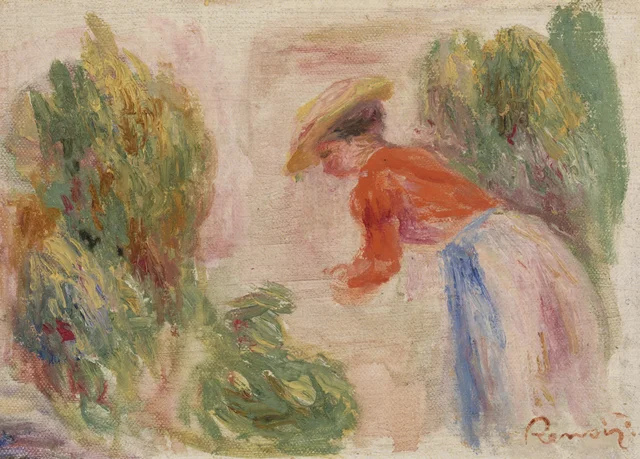 Mujer recogiendo flores