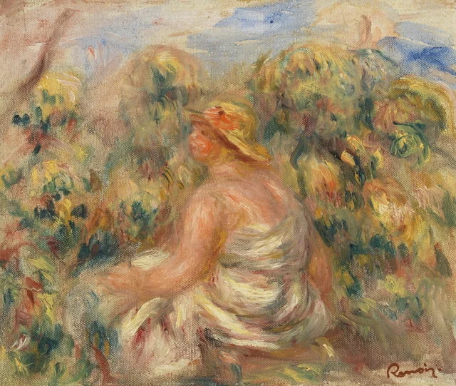 Woman with Hat in a Landscape (Femme avec chapeau dans un paysage), Pierre-Auguste Renoir