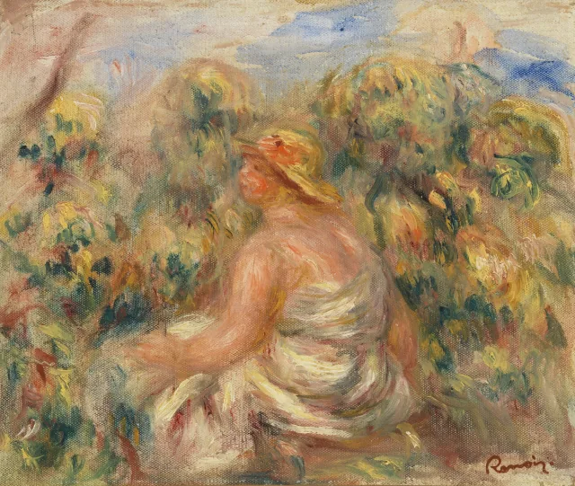 Mulher de chapéu numa paisagem, Pierre-Auguste Renoir