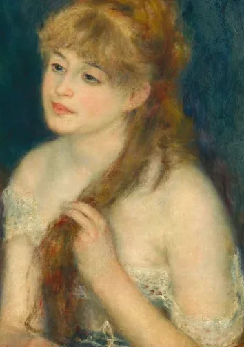 Young Woman Braiding Her Hair