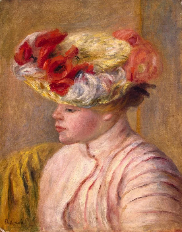 Joven con sombrero de flores