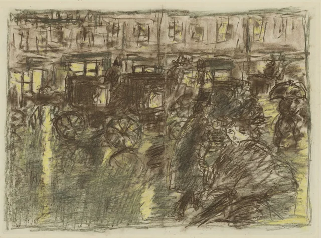 Calle, por la tarde, bajo la lluvia (dibujo), Pierre Bonnard