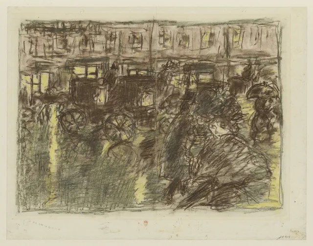 Rue, le soir, sous la pluie (dessin), Pierre Bonnard