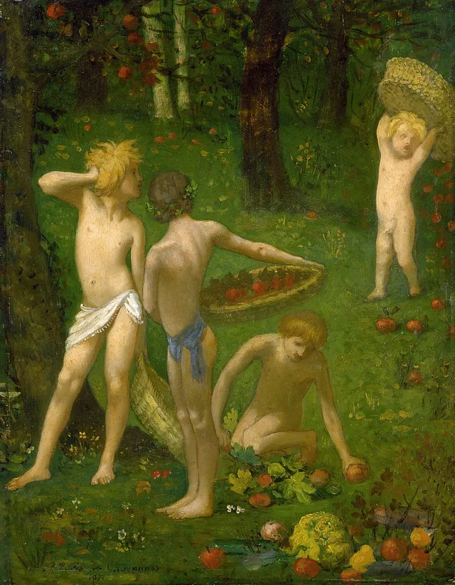 Children in an Orchard / Autumn, Pierre Puvis de Chavannes