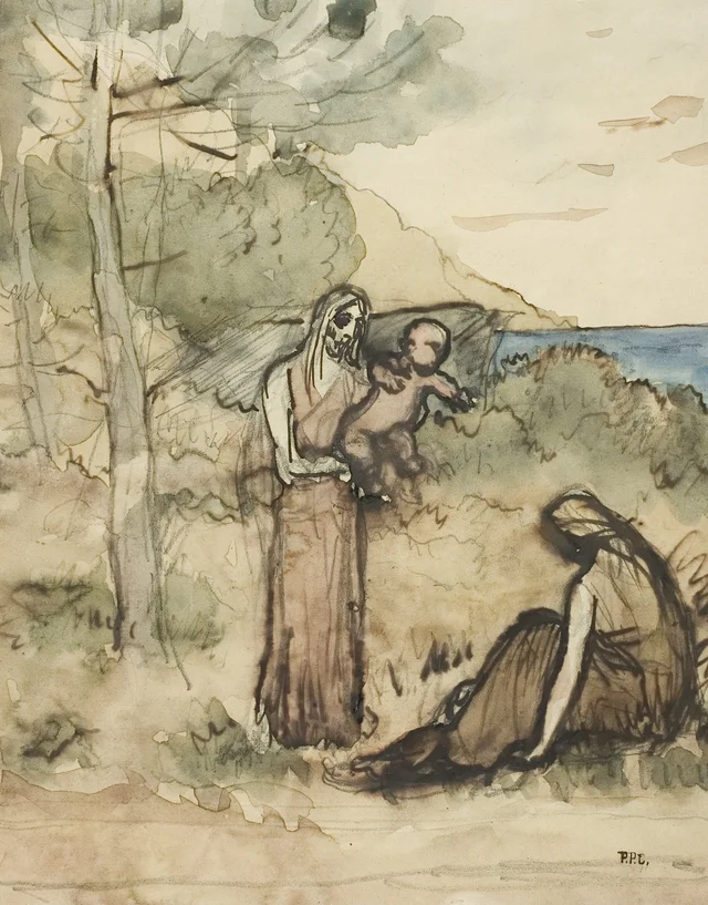 Fisherman's Family (watercolor study), Pierre Puvis de Chavannes