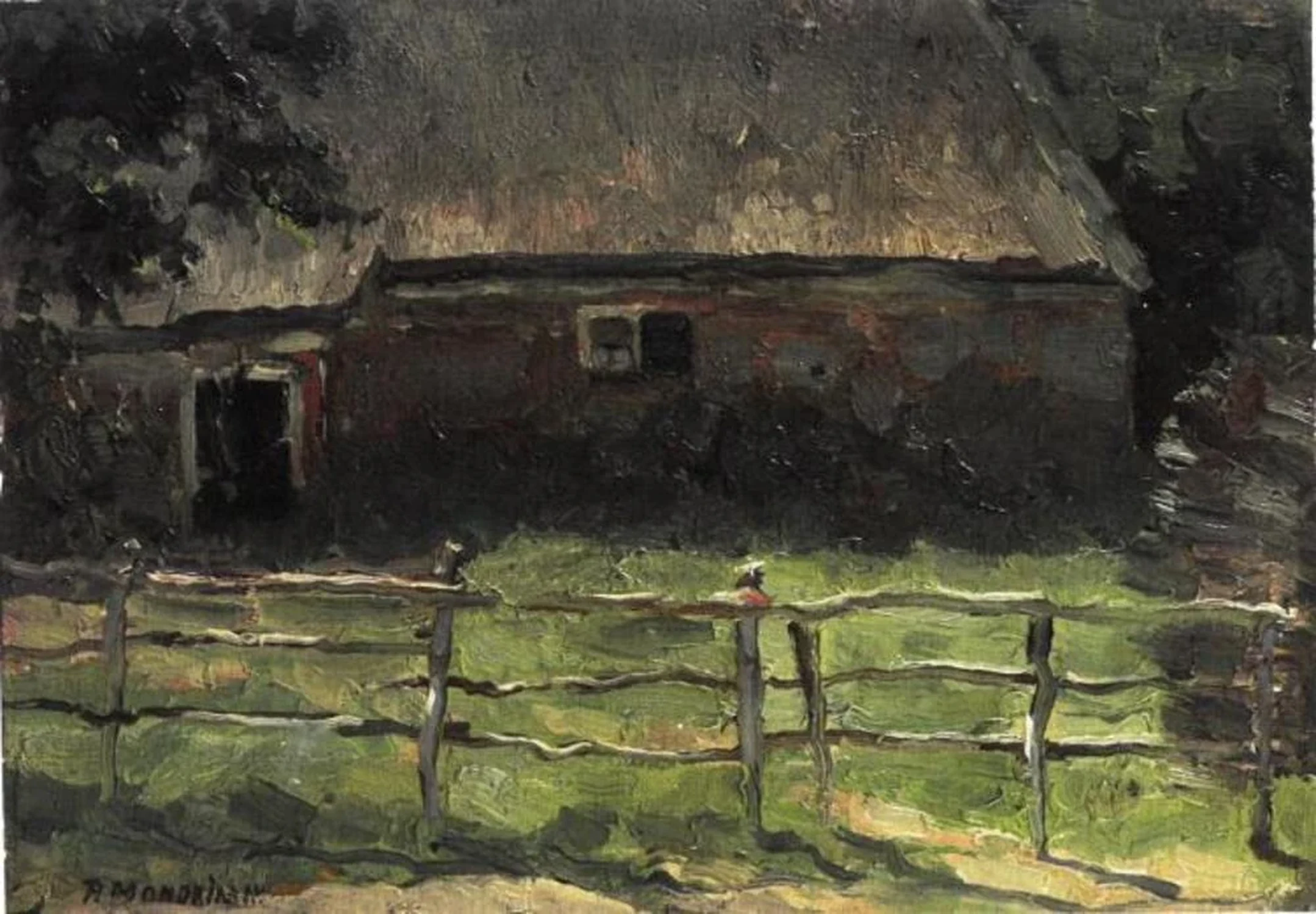 A Farmhouse Behind a Fence, Piet Mondrian