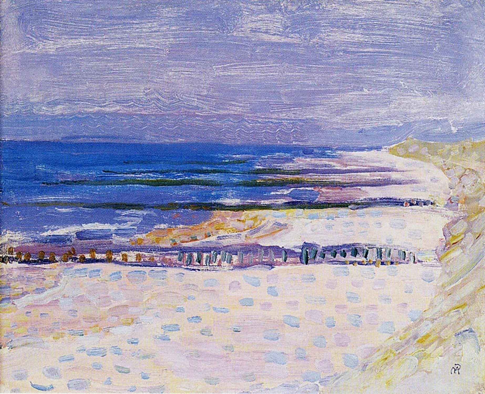 Beach with Five Piers at Domburg, Piet Mondrian