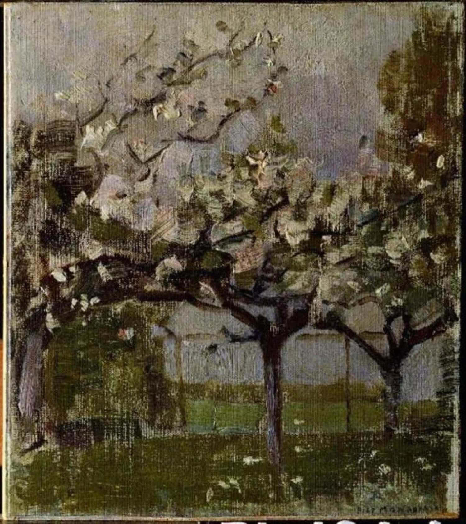 Blossoming trees before a haystack, Piet Mondrian