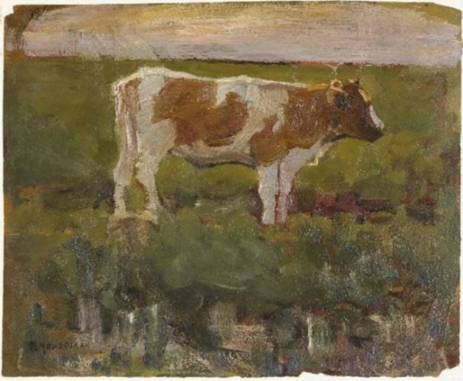 Brown and white heifer, Piet Mondrian