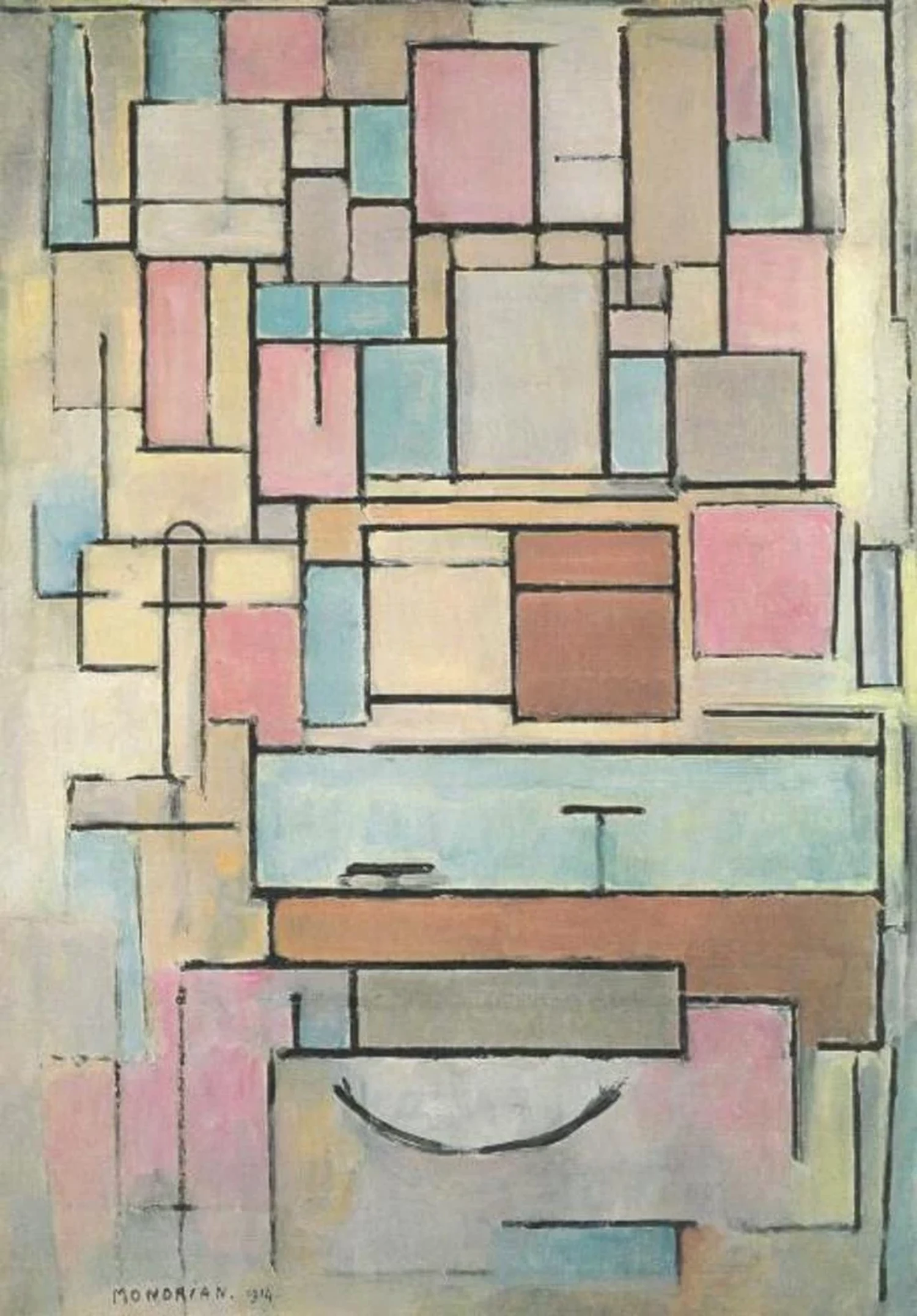 Composition with color planes: façade, Piet Mondrian