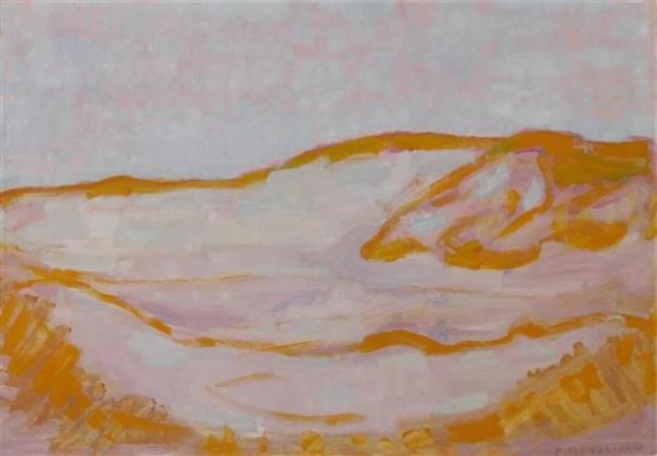 Dune sketch in orange, pink and blue, Piet Mondrian