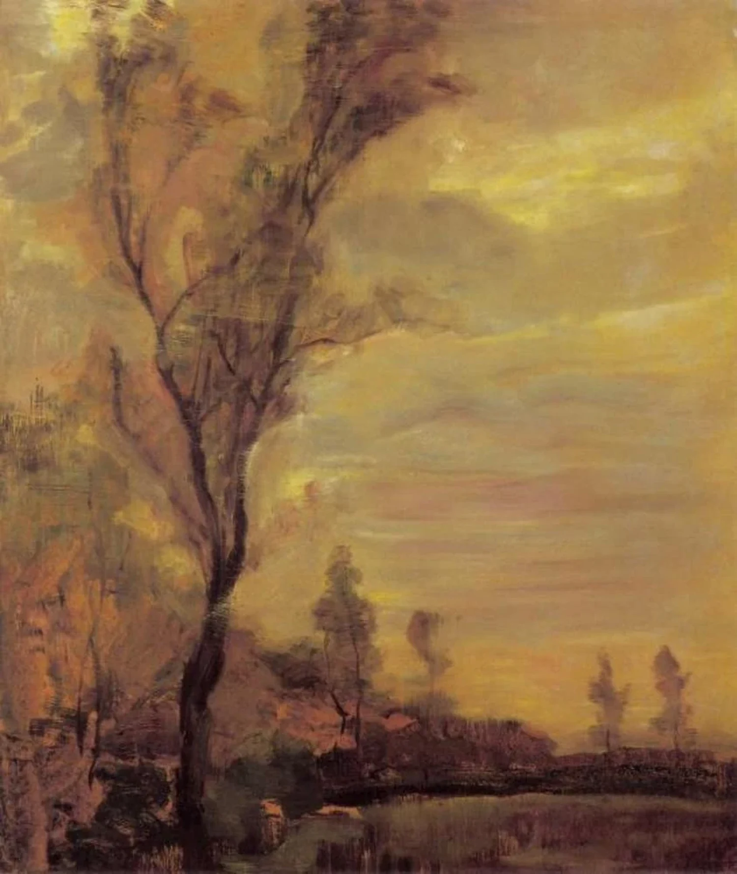 Field with row of trees at left, Piet Mondrian