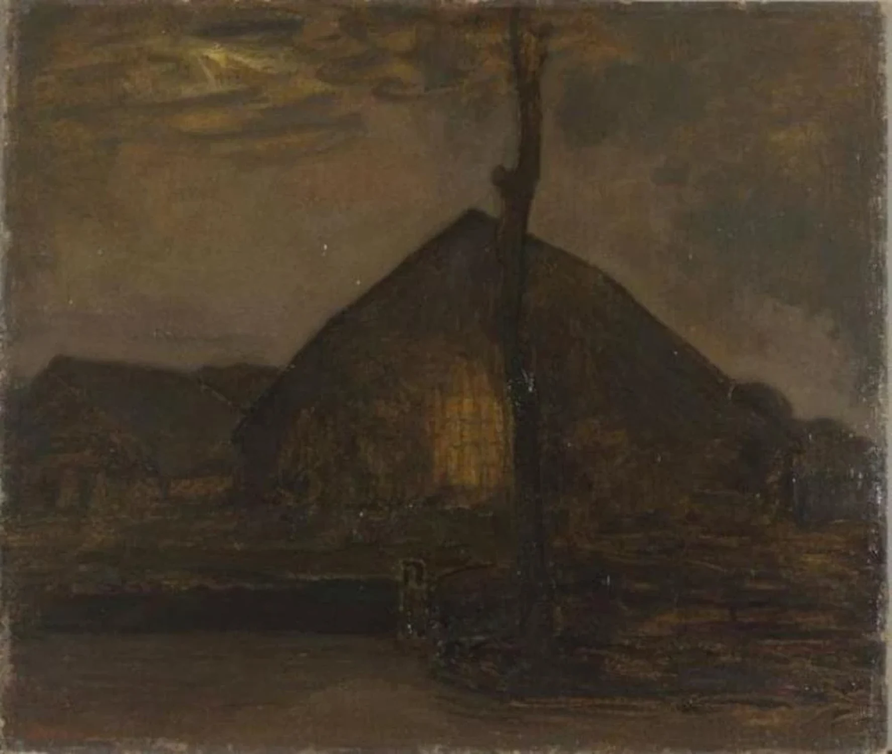 Gabled farm hut in the evening, Piet Mondrian