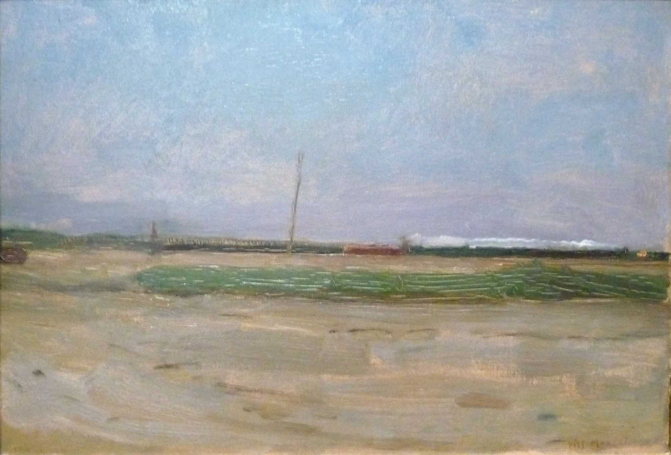 Paysage de polder avec un train à l'horizon, Piet Mondrian