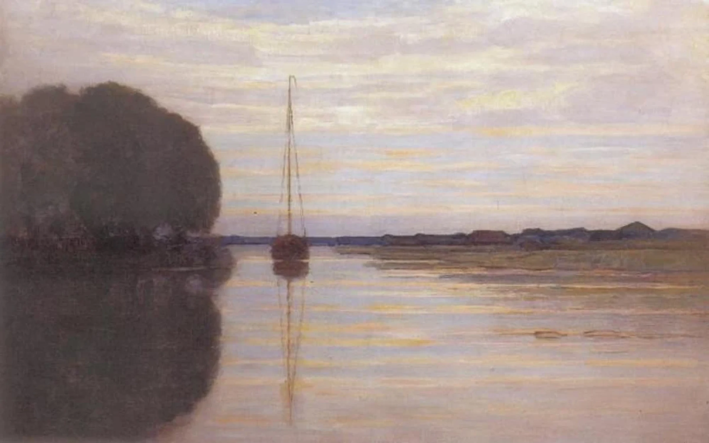 Sailboat moored in a river, Piet Mondrian