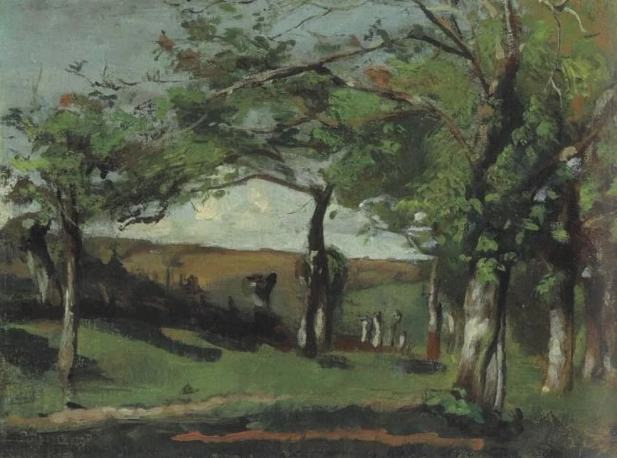 Scattered trees on sloping land, Piet Mondrian