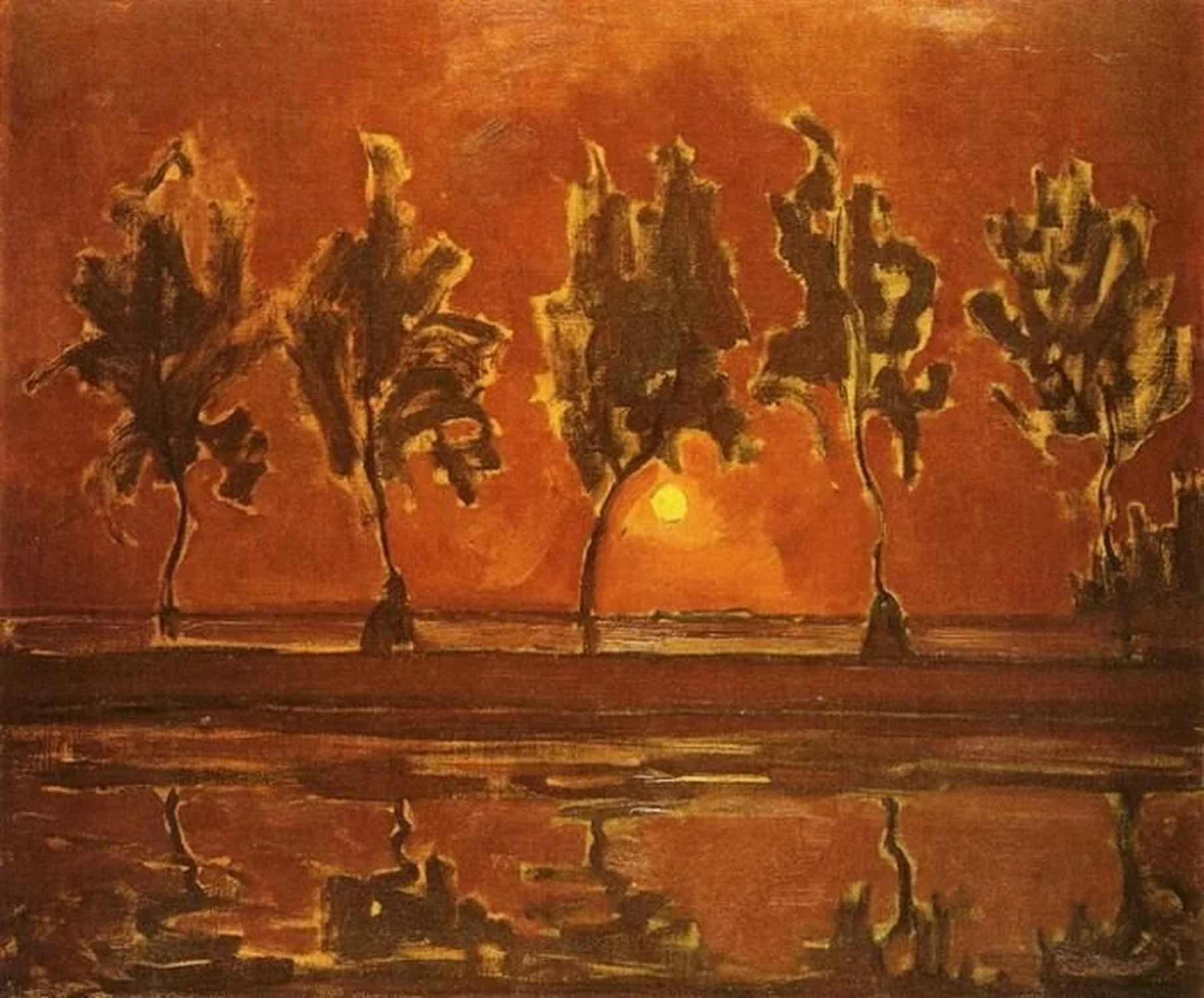 Trees by the Gein at Moonrise, Piet Mondrian
