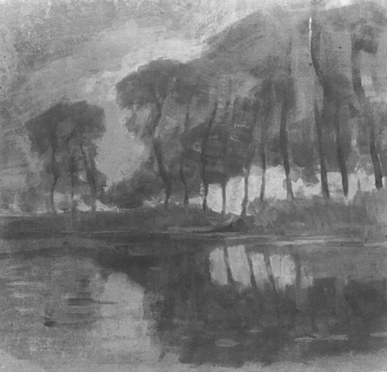 Bend in the Gein with poplars, three isolated, Piet Mondrian