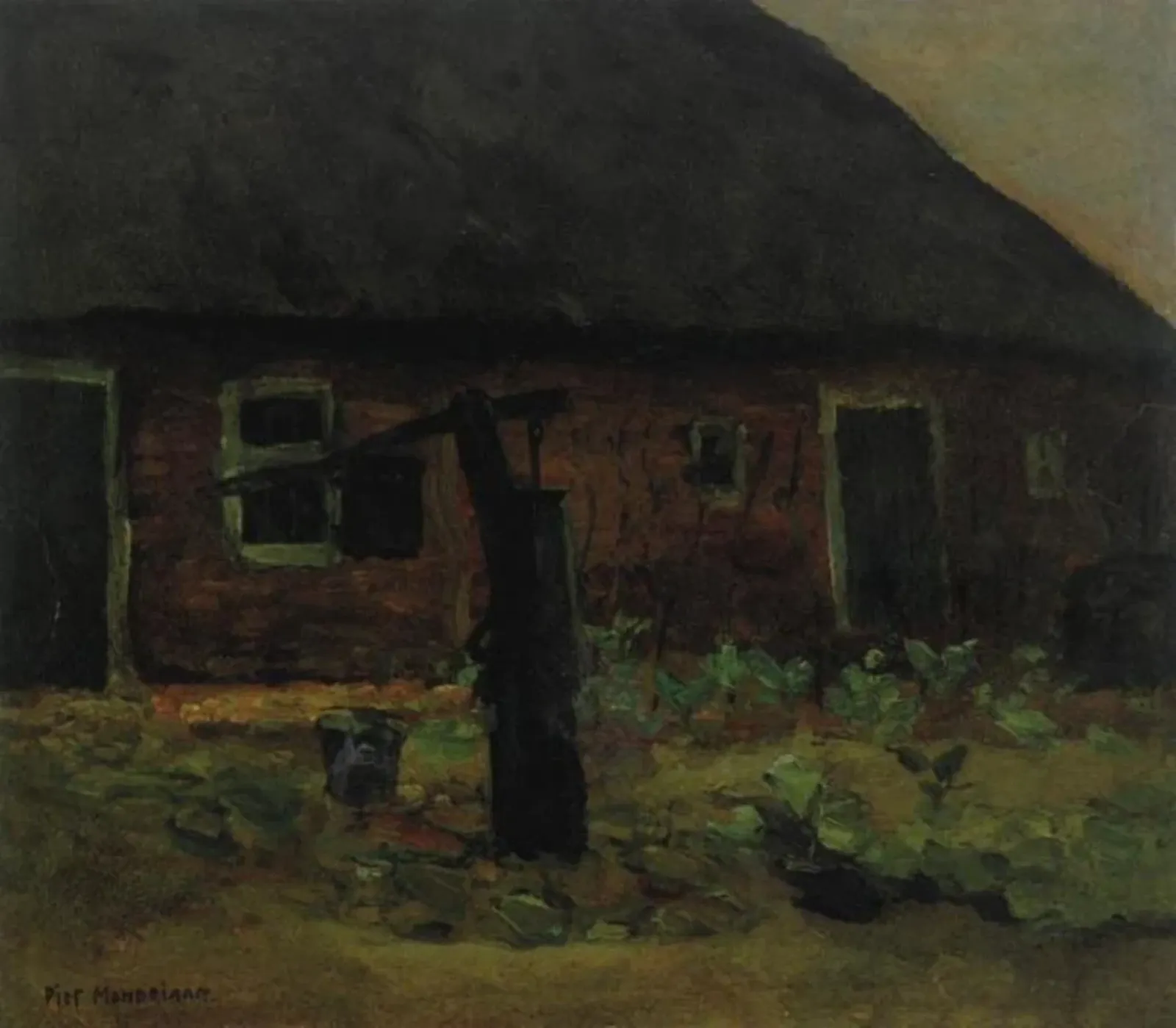Brabant farm building with pump, Piet Mondrian