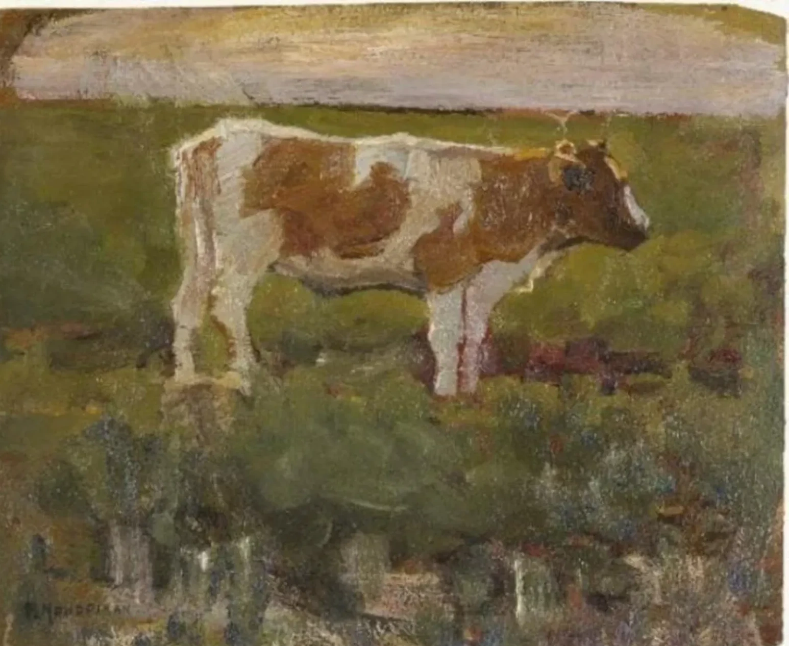 Brown and white heifer, Piet Mondrian