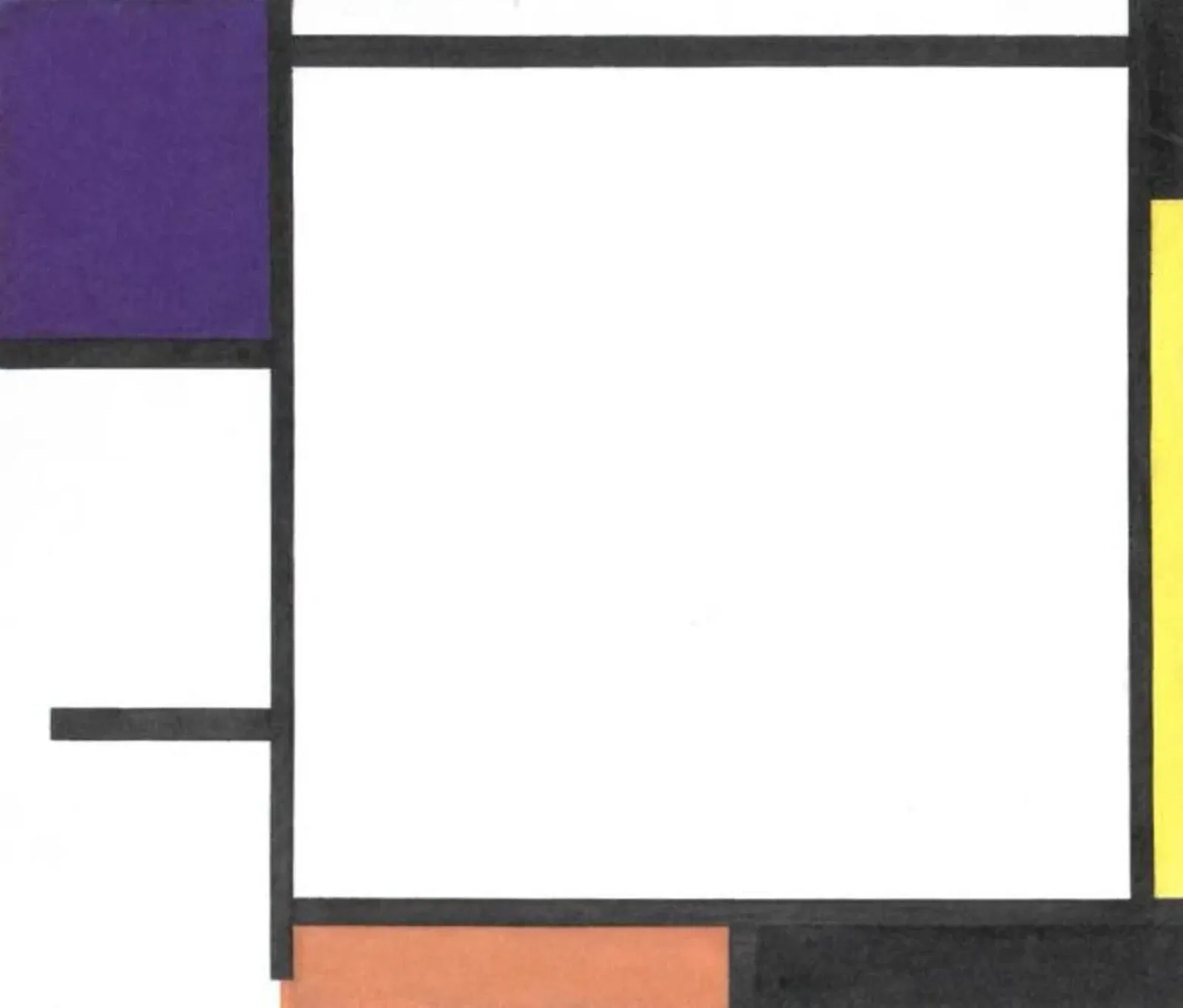 Composition with blue, black, yellow and red, Piet Mondrian