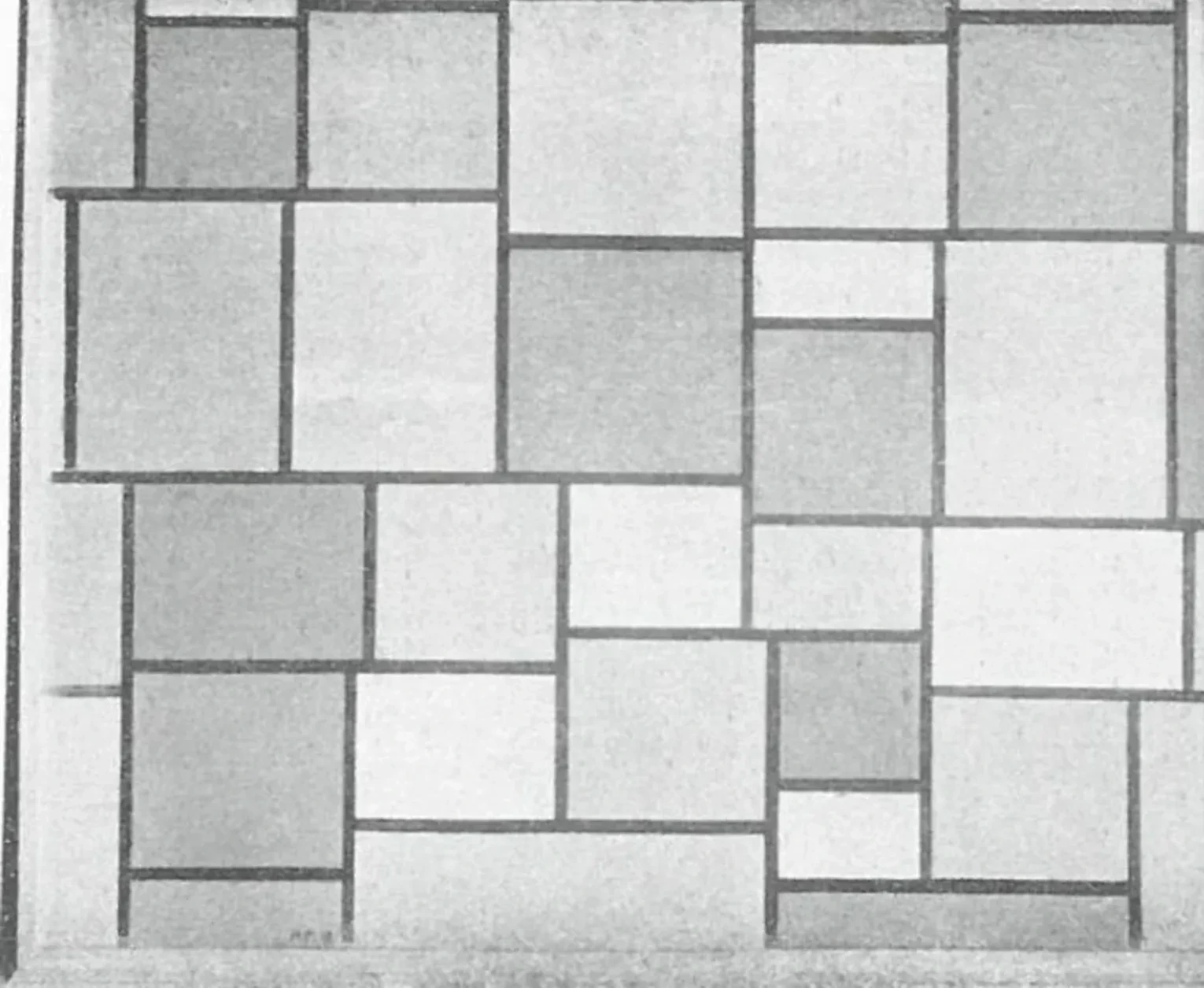 Composition with color planes and gray lines 3, Piet Mondrian