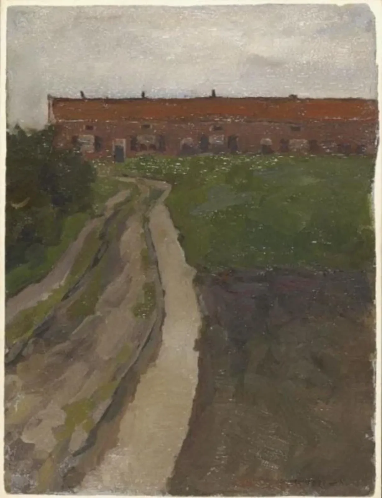 Country lane with row of workers' houses, Piet Mondrian